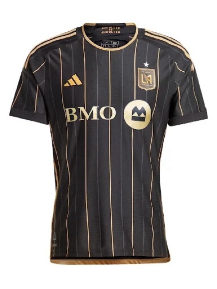 Brand New Adidas Black And Gold Los Angeles Lafc Pinstripe Men's Soccer Jersey